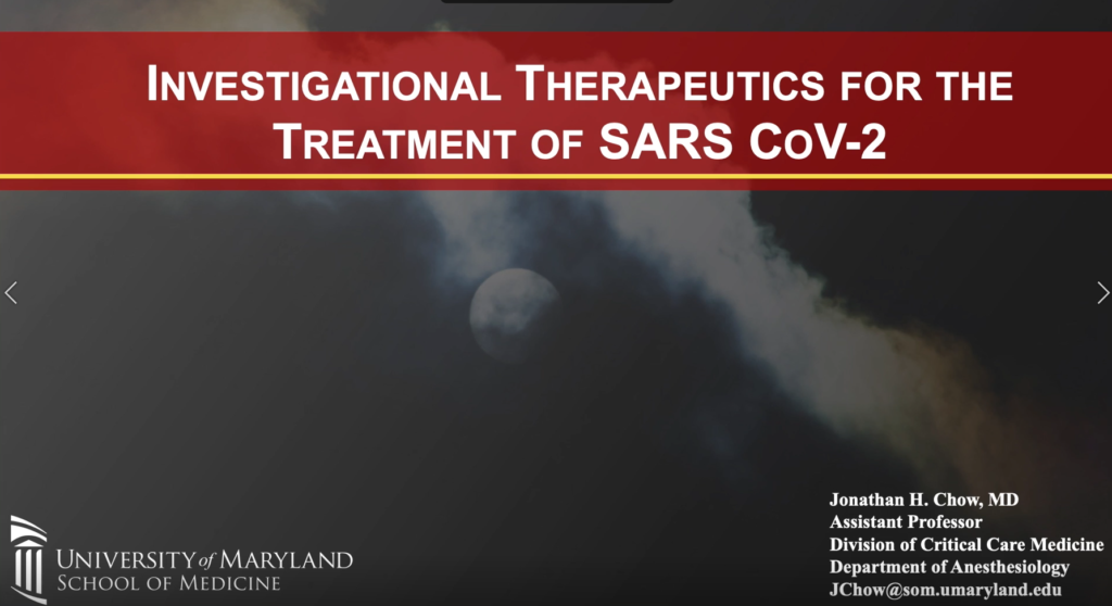 Chow – Investigational Therapeutics for the Treatment of SARS CoV-2