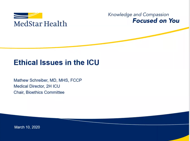 Schreiber – Ethical Issues in the ICU